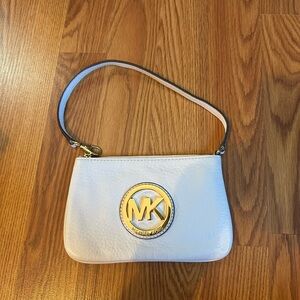Michael Kors Cream Wristlet with Gold Logo